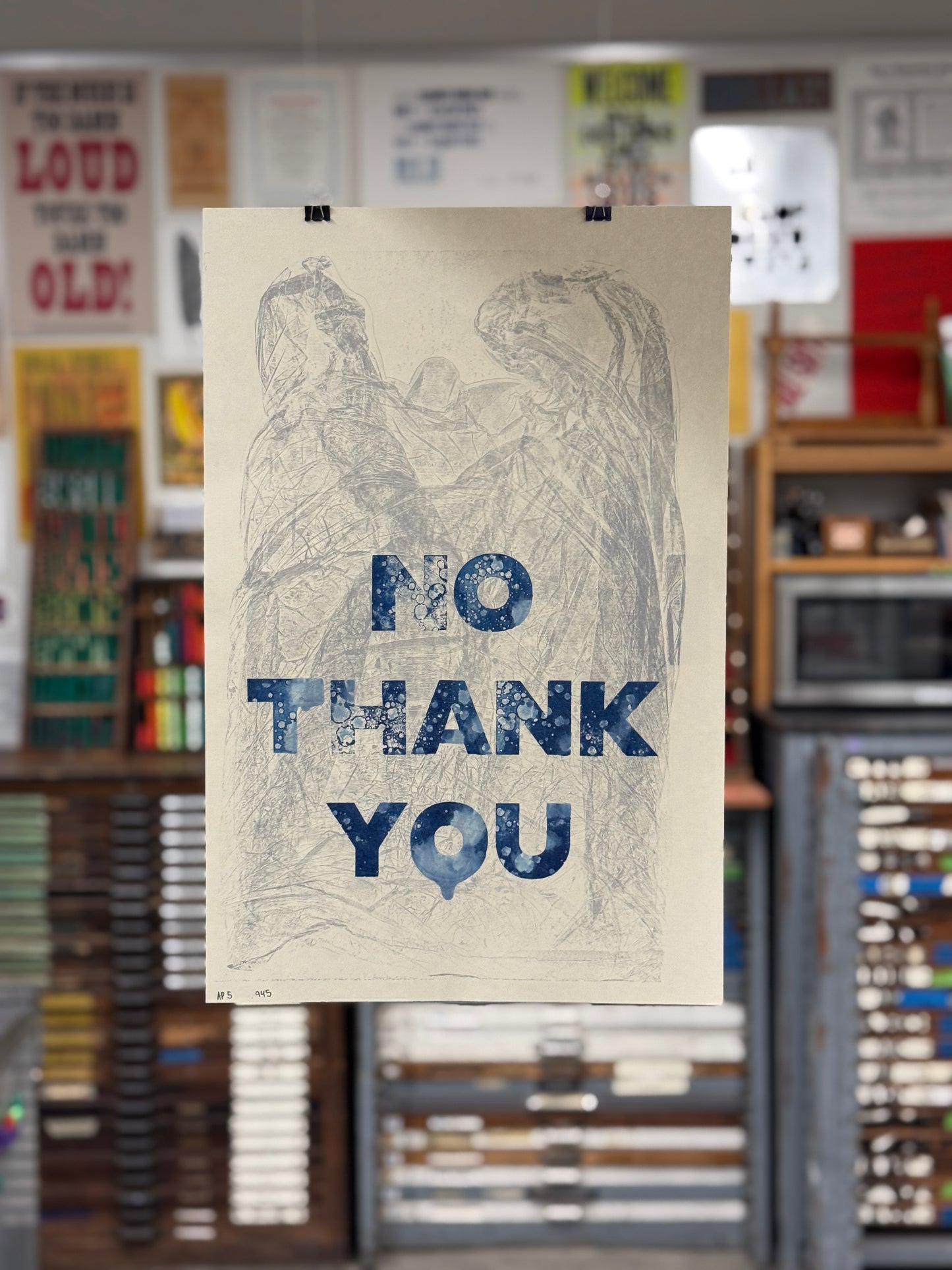 No Thank You Textured Print