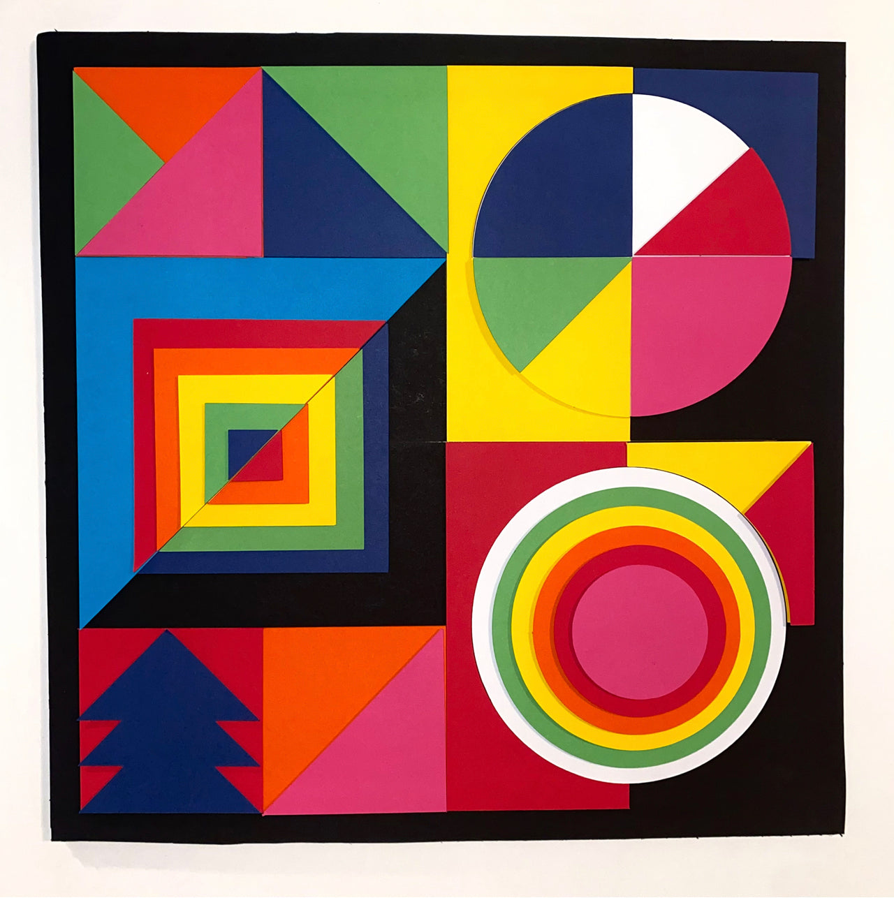 Bold Geometric Paper Art – Layered Abstract Design (Framed)